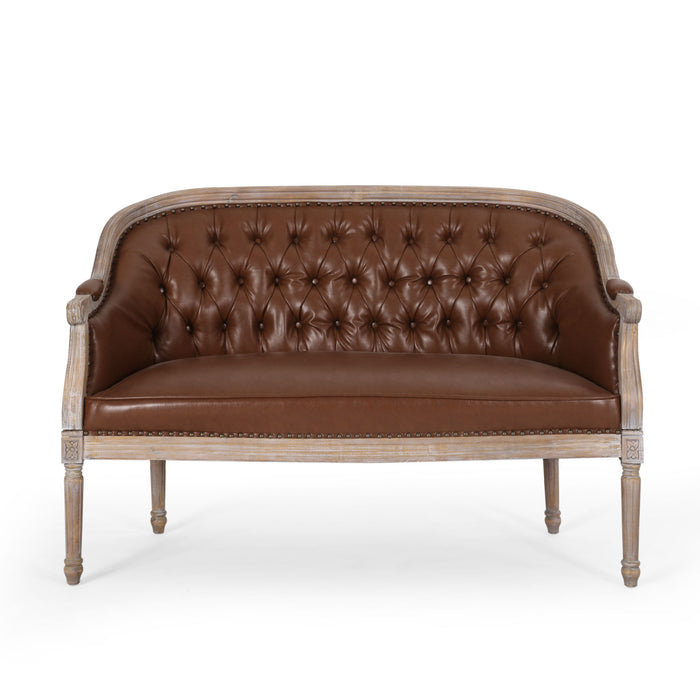 French Country Chesterfield Style Tufted Loveseat