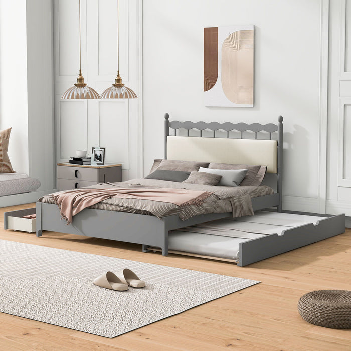 Storage Platform Bed With 2 Big Drawers & Trundle