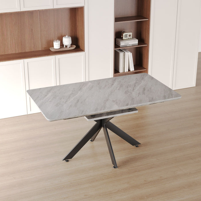 Modern Mid-Century Gray Dining Table Set With Extendable Design