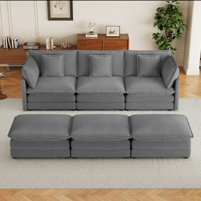 Modern Modular Sectional Sofa With Side Storage Pockets For Living Room