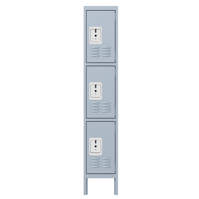 Lockers For Employees With 3 Door Storage Locker Durable For Gym, School, Office - Gray
