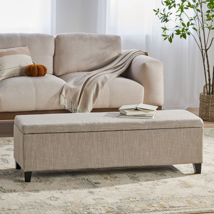 Glouster - Contemporary Storage Ottoman V2 With Upholstered Fabric - Sand