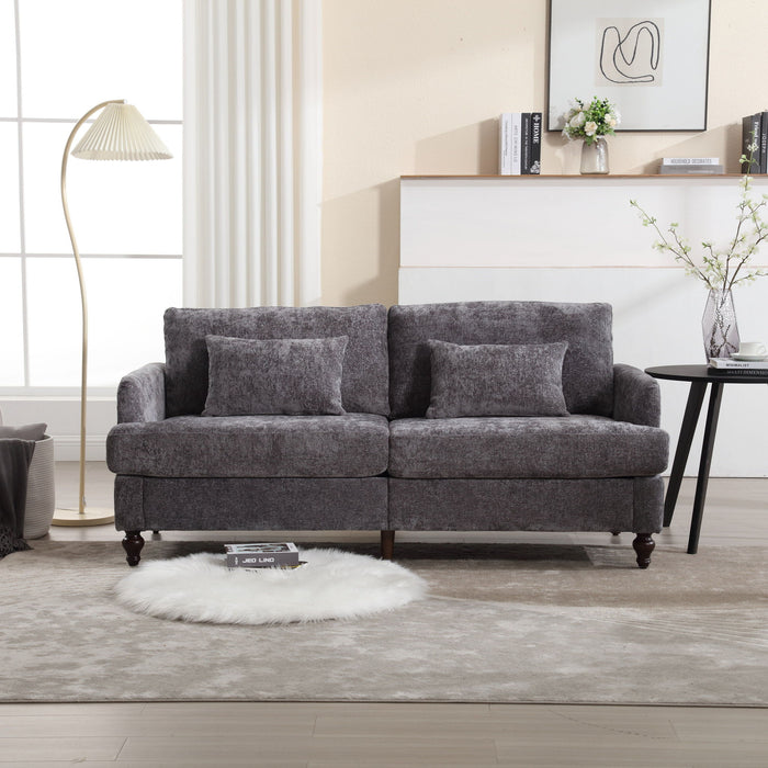 Mid Century Modern Chenille Fabric Loveseat Sofa, 2 Seat Upholstered Couch