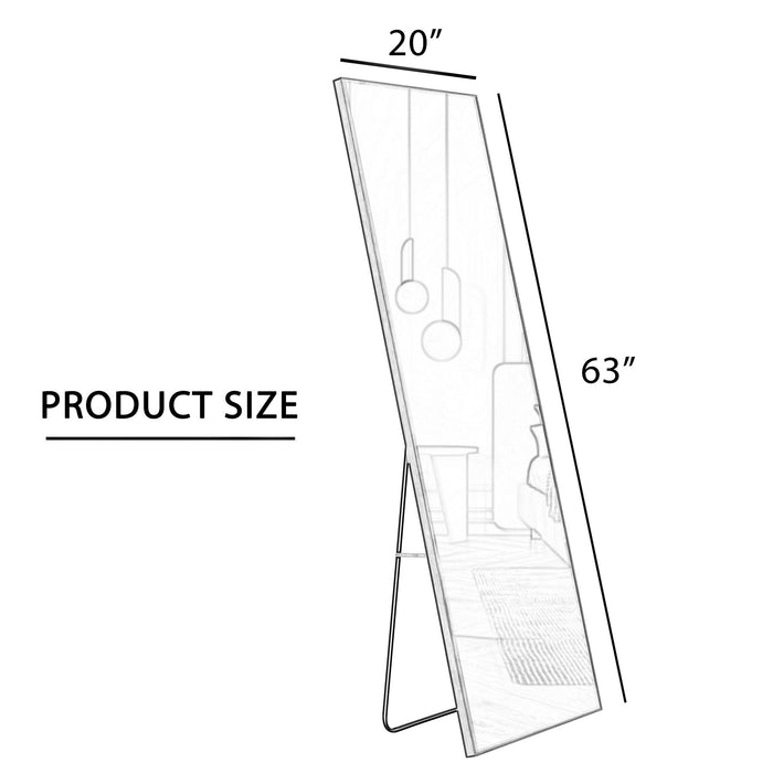 Aluminum Alloy Metal Frame Wall Mounted Full Body Mirror - Black