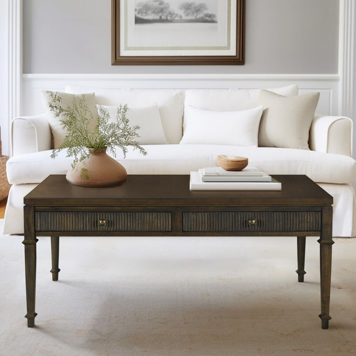 Fluted - 2 Drawer Coffee Table - Brown
