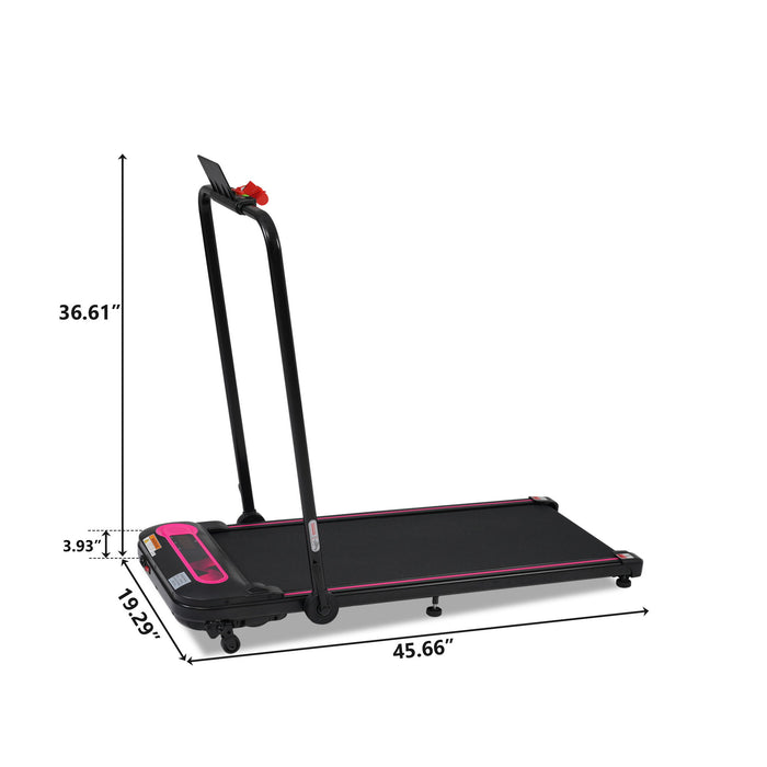 Folding Walking Pad Under Desk Treadmill For Home 2 Ways To Adjust Speed - Pink / Black