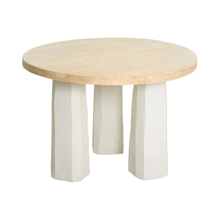 Decorative Dining Table With Wooden Top And Magnesium Base - Brown White