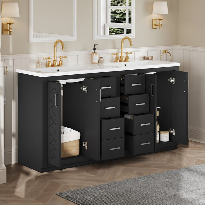 Bathroom Vanity Set With Sink, Storage Cabinet With Drawers & Soft Closing Doors