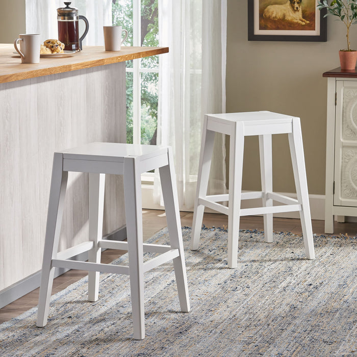 Counter Barstool (Set of 2), Rubber Wood - White