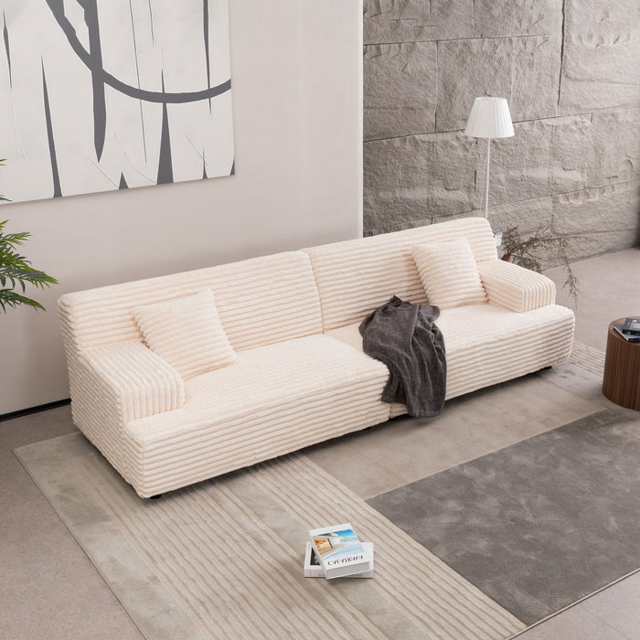 Modern Comfortable Cloud Sofa, Soft Plush Corduroy With Square Armrests