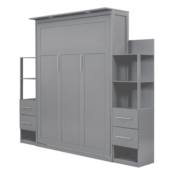 Murphy Wall Bed With Shelves, Drawers And LED Lights