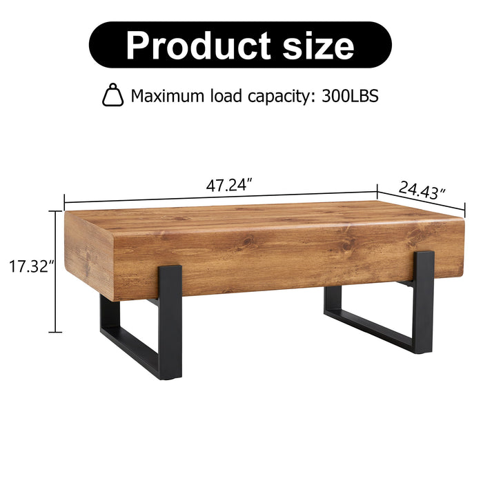 Rustic Coffee Table With Metal Legs