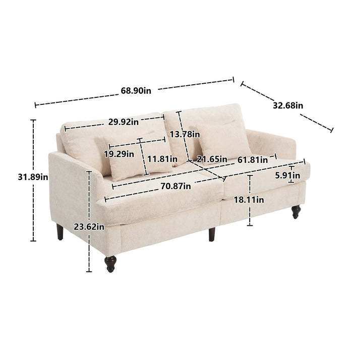 Mid Century Modern Chenille Fabric Loveseat Sofa, 2 Seat Upholstered Couch