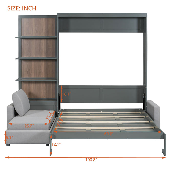 Murphy Bed With Sofa And Shelves