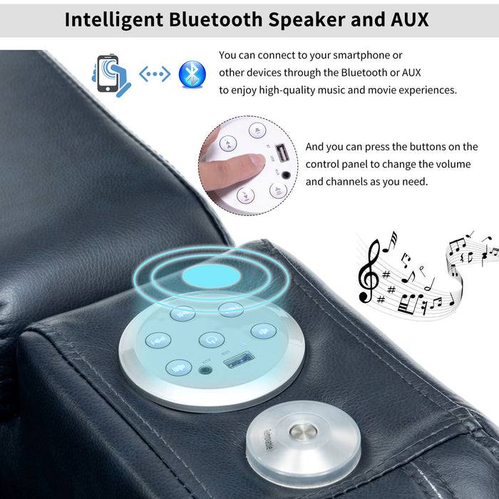 Power Recliner Theater Chair With Cooling Cup Holder, Bluetooth Speaker, LED Lights, USB Ports