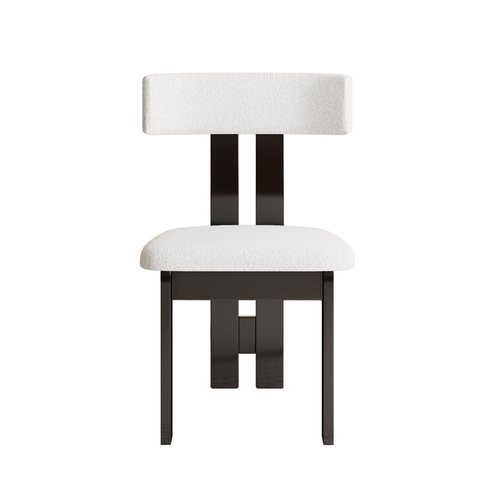 Modern Dining Chairs, Vertical Backrest Kitchen Chairs For Dining Room (Set of 2) - White
