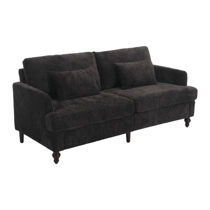 Mid Century Modern Chenille Fabric Loveseat Sofa, 2 Seat Upholstered Couch