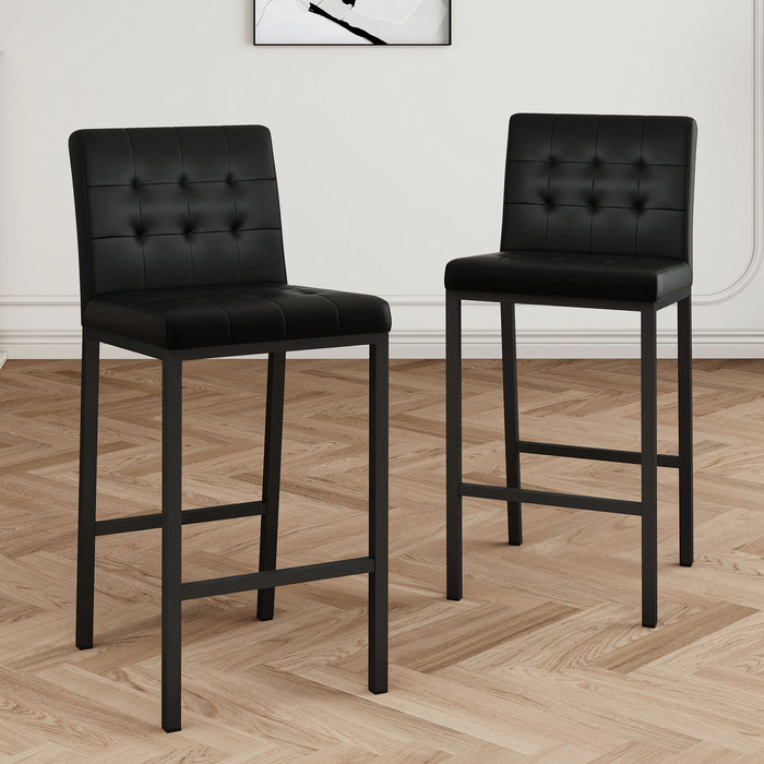 Modern Design High Stool With Metal Legs For Kitchen And Restaurant (Set of 2) - Black