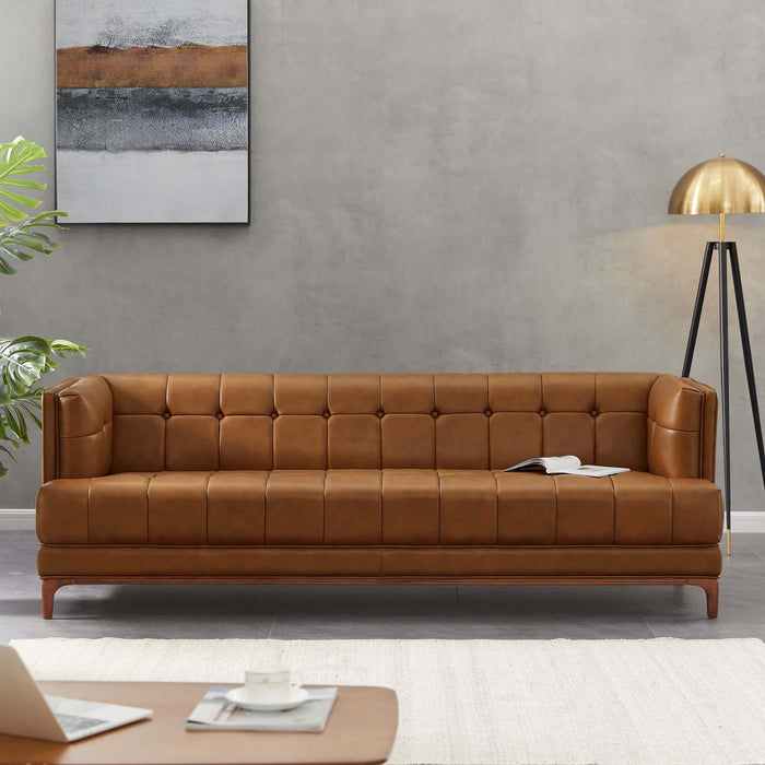 Mara - Tufted Sofa - Cognac / Tan