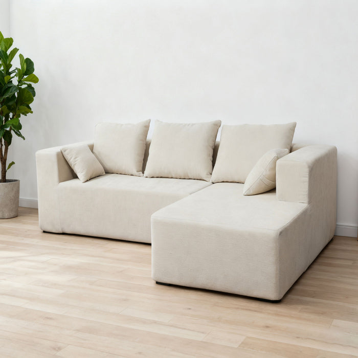 Modular Corner Sofa With Soft Linen Fabric