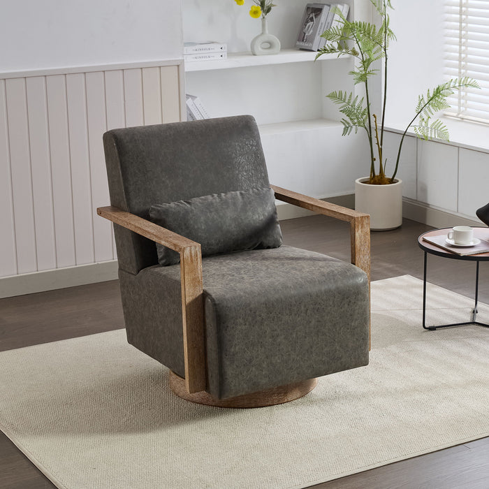 Swivel Modern Upholstered Accent Chair With Armrests