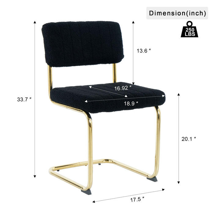 Modern Light Luxury Dining Chair With Metal Legs And Bow Design