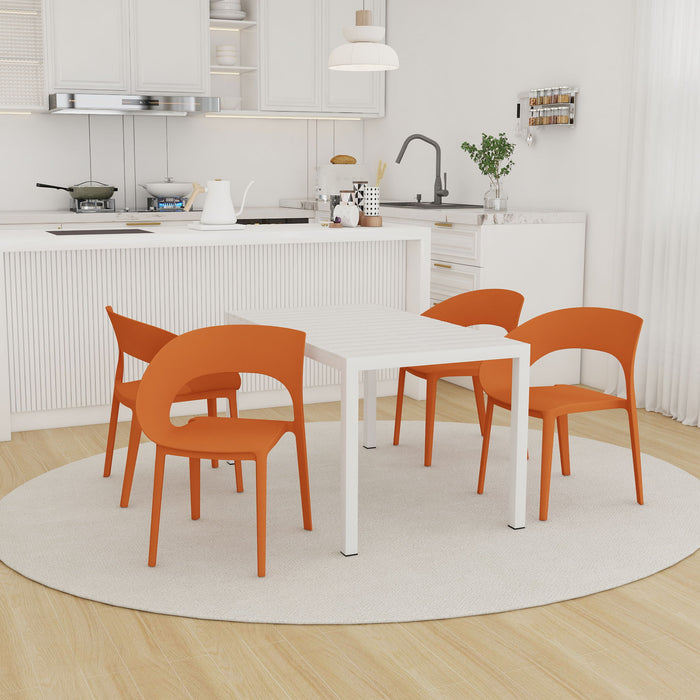 4 Piece Set Of Modern Designed Single Chairs With Long Table