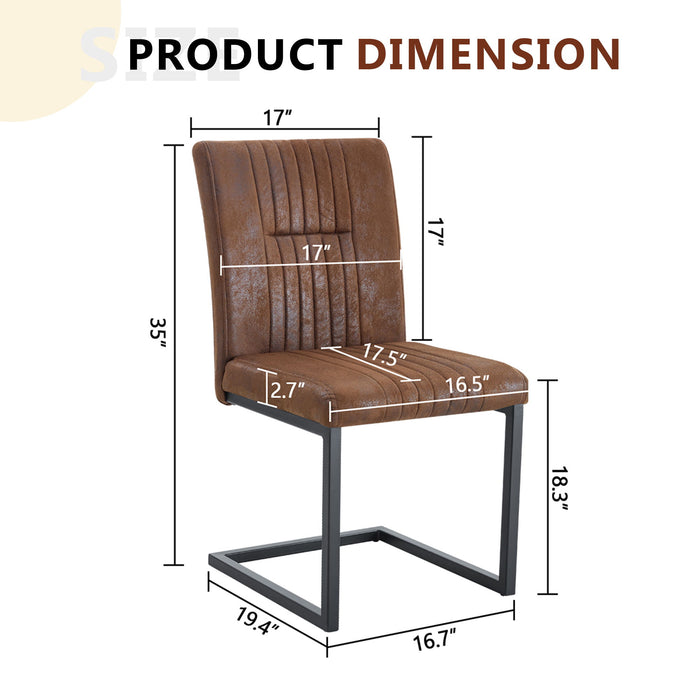 Ergonomic Technology Fabric Dining Chairs With Black Metal Legs, Comfortably Simple Design, (Set of 4) - Brown