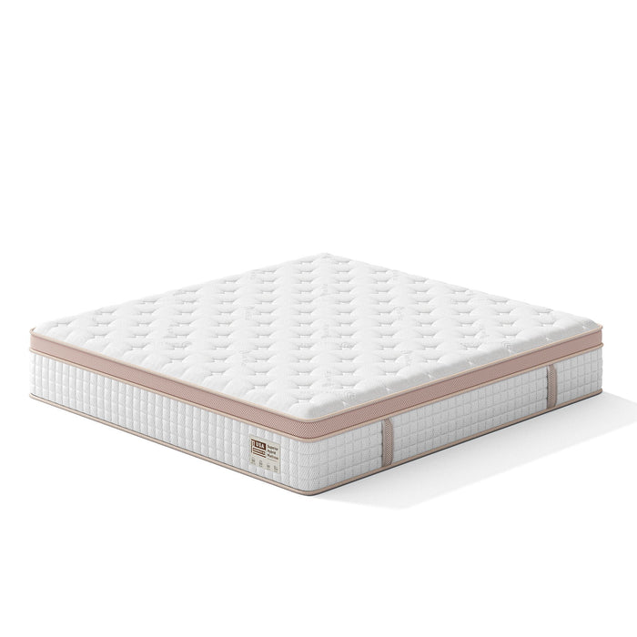 12" King Size Firm Hybrid Mattress, Gel Memory Foam & Pocket Springs, Pressure Relief, Motion Isolation, Ergonomic Bed - White
