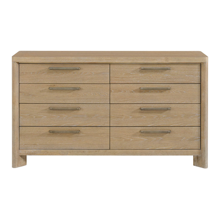 Contemporary 8 Drawer Dresser - Tan