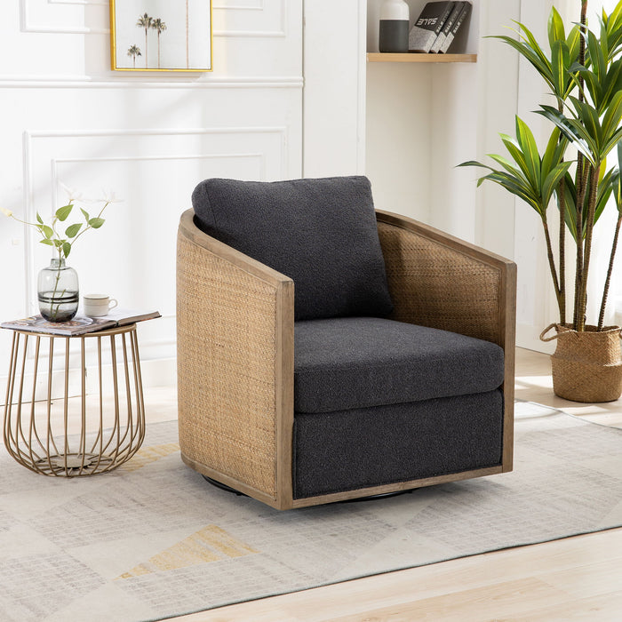 Barrel, Comfy Round Accent Sofa Chair With 360 Degree Swivel, Leisure Arm