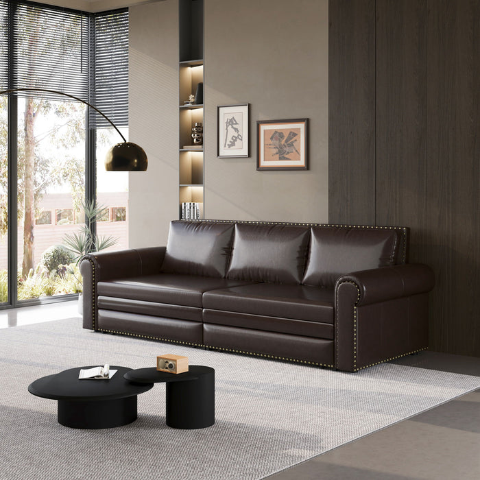 Pull Out Sofa Bed 3 In 1 Velvet Convertible Sleeper Sofa With Nailhead Trim & Rolled Arm, Multi Functional