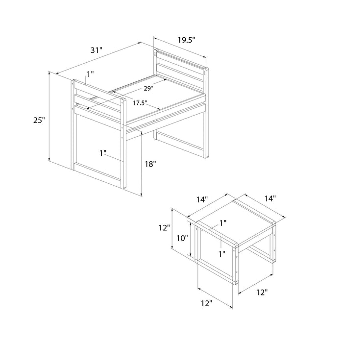 Signy - 3 Piece Activity Table Set - Pink / White