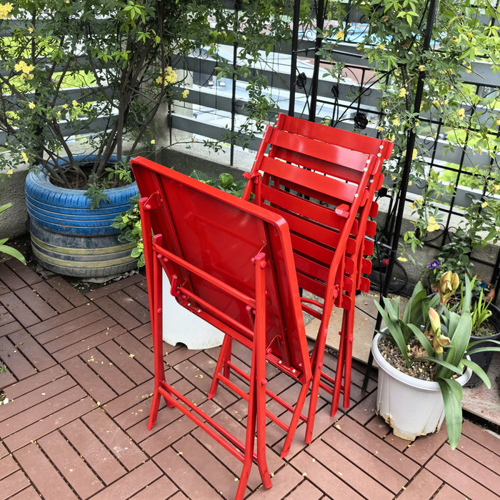 3 Piece Patio Bistro Set Of Foldable Square Table And Chairs