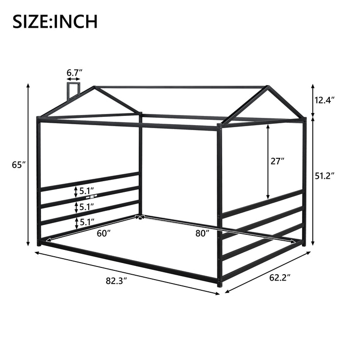 Metal House Shape Platform Bed