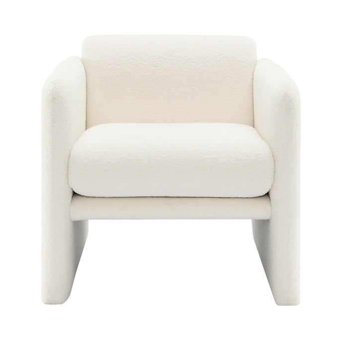 Arm Chair With Waved Arms, Metal Decoration On Both Side Arms