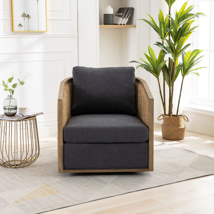Barrel, Comfy Round Accent Sofa Chair With 360 Degree Swivel, Leisure Arm
