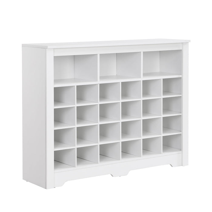 24 Shoe Cubby Console, Shoe Cabinet - White