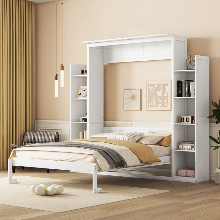 Wall Murphy Bed With Shelves And LED Lights