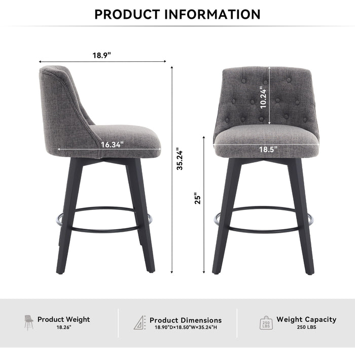 Swivel Bar Stools & Button Tufted Back (Set of 2)