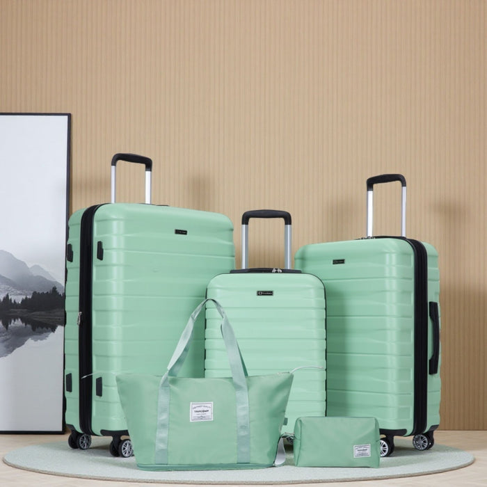 Luggage Set Of 5 Pieces, Expandable Hard Pc Luggage Set With Tsa Lock For Rotating Wheels