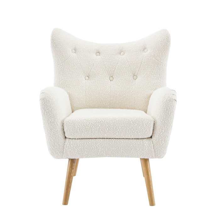 Mid - Century Modern Arm Chair With Wingback Design Wood Legs