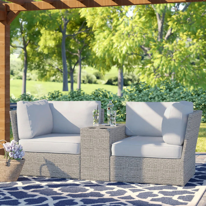 Patio Wicker Sofa Seating Group With Cushions, Weather Resistant - Gray Mix