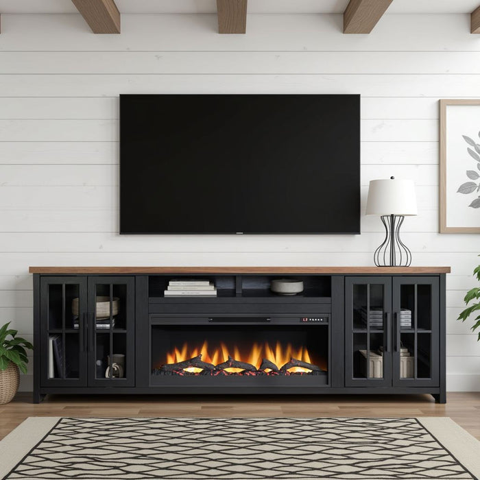 Essex - Fireplace TV Stand Console For TVs Up To 100" - Black, Whiskey