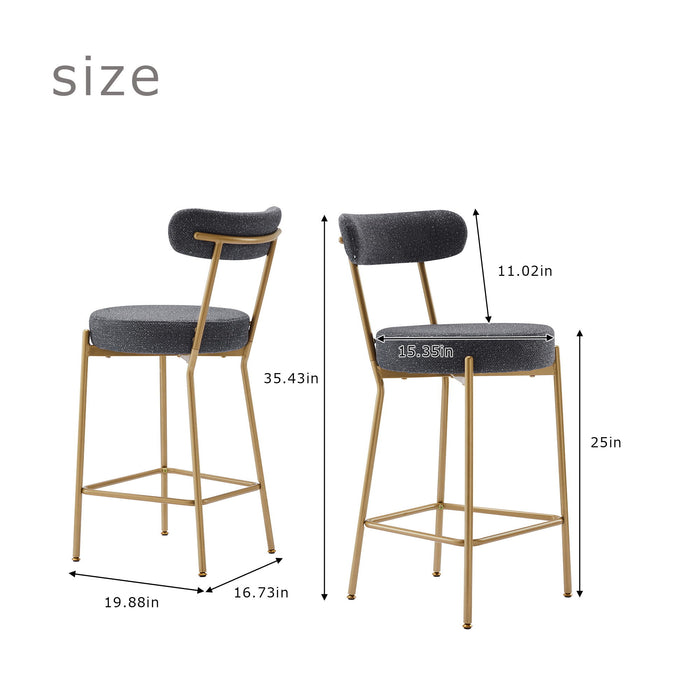 Modern Counter Height Bar Stools With Backs (Set of 2)
