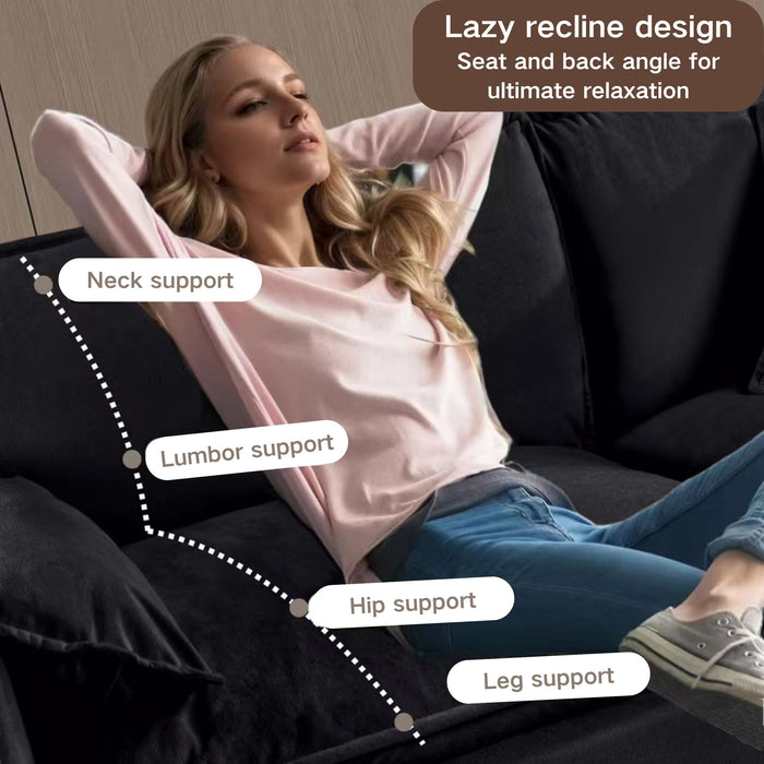 Modern Oversized Chenille Loveseat Sofa With Deep Seat And Diy Combination