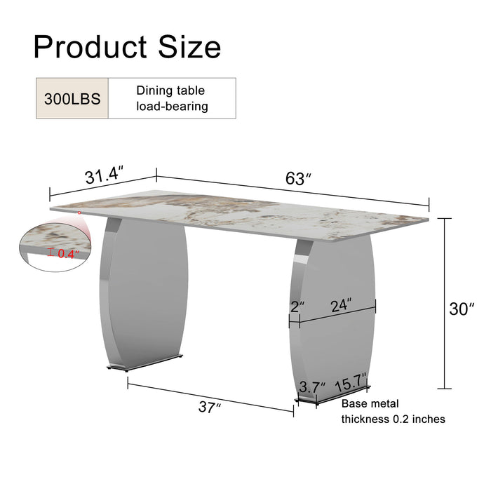 Modern Rectangular Dining Table With Patterned Sintered Stone Top