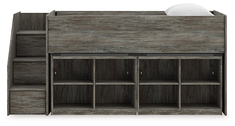 Frandern Twin Loft Bed with Bookcase Storage