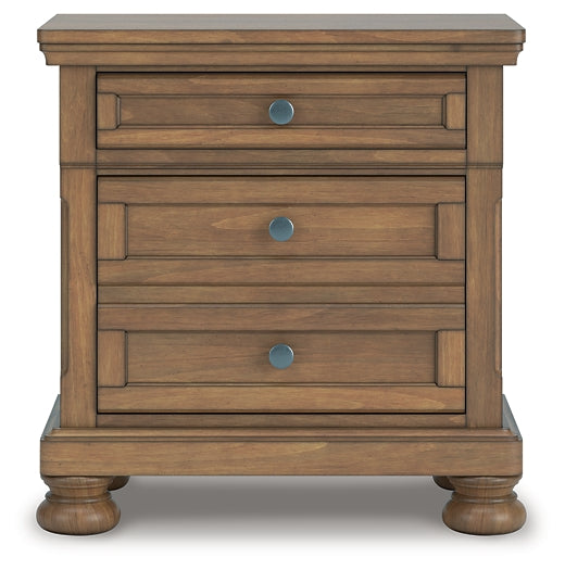 Feddinger Queen Storage Sleigh Bed with Mirrored Dresser and Nightstand