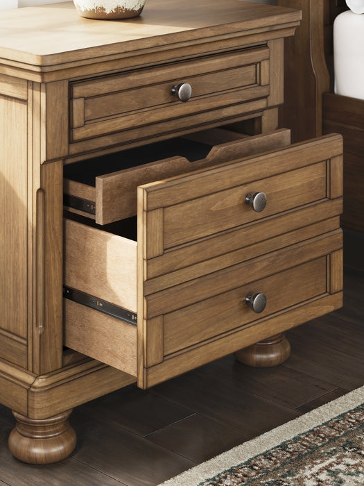 Feddinger Queen Storage Sleigh Bed with Mirrored Dresser and Nightstand